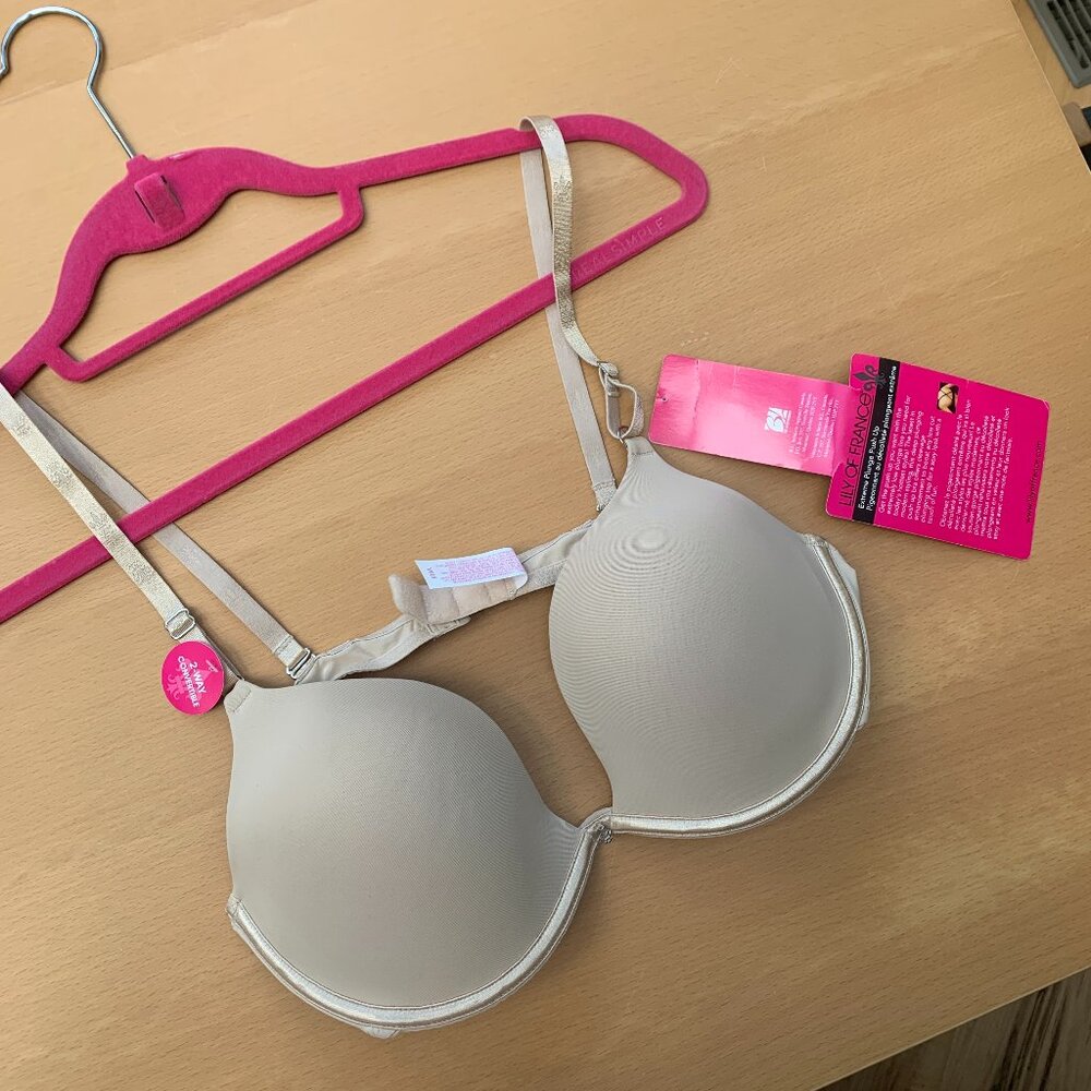 Lily of France 2-Way Convertible Push-Up Bra 38B | Beige Nude Toned NWT